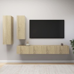vidaXL Juego de muebles de salón 4 piezas roble Sonoma