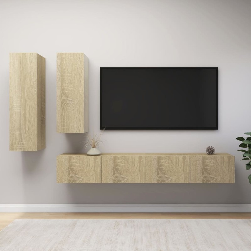 vidaXL Juego de muebles de salón 4 piezas roble Sonoma
