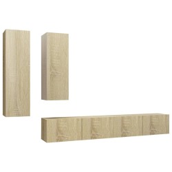 vidaXL Juego de muebles de salón 4 piezas roble Sonoma