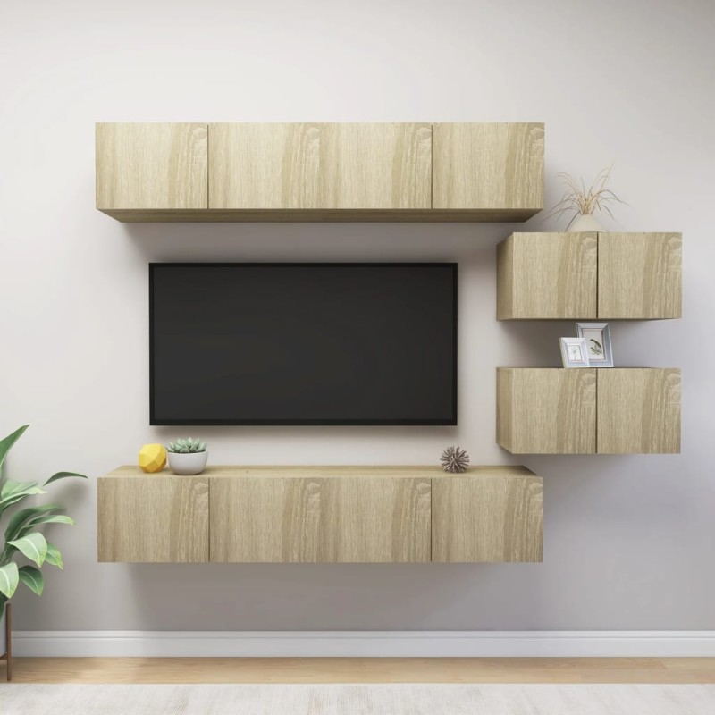 vidaXL Juego de muebles de salón 6 piezas roble Sonoma