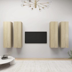 vidaXL Juego de muebles de salón 4 pzas roble Sonoma 30,5x30x110 cm