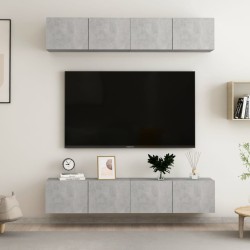 vidaXL Juego de muebles de salón 4 piezas gris hormigón 80x30x30 cm