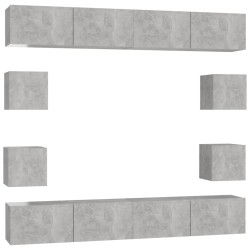vidaXL Juego de muebles de salón 8 piezas gris hormigón