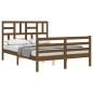 vidaXL Estructura de cama matrimonio con cabecero madera marrón miel vidaXL Estructura de cama matrimonio con cabecero madera marrón miel