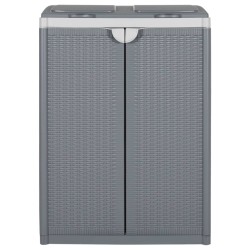 vidaXL Cubo de basura con dos puertas PP gris 65x45x88 cm