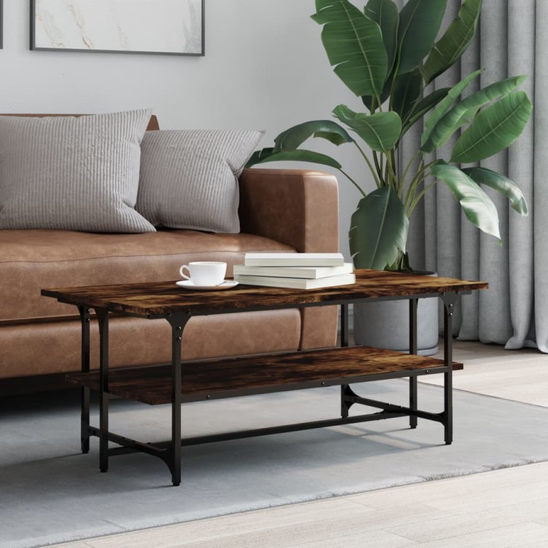 vidaXL Mesa de centro madera contrachapada roble ahumado 100x50x40 cm vidaXL Mesa de centro madera contrachapada roble ahumado 100x50x40 cm