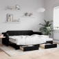 vidaXL Sofá cama nido con cajones tela negro 90x200 cm