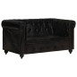 vidaXL Sofá Chesterfield de 2 plazas cuero auténtico negro vidaXL Sofá Chesterfield de 2 plazas cuero auténtico negro