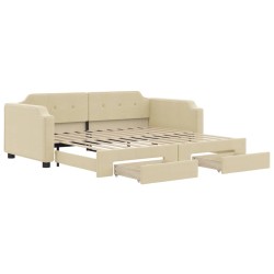 vidaXL Sofá cama nido con cajones tela color crema 100x200 cm