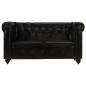 vidaXL Sofá Chesterfield de 2 plazas cuero auténtico negro vidaXL Sofá Chesterfield de 2 plazas cuero auténtico negro