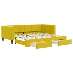 vidaXL Sofá cama nido con cajones terciopelo amarillo 90x200 cm