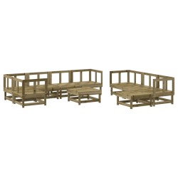 vidaXL Juego de muebles de jardín 10 pzas madera de pino impregnada