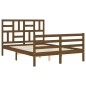 vidaXL Estructura de cama matrimonio con cabecero madera marrón miel vidaXL Estructura de cama matrimonio con cabecero madera marrón miel