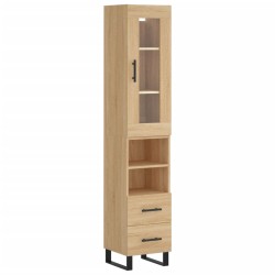 vidaXL Aparador de madera contrachapada roble Sonoma 34,5x34x180 cm