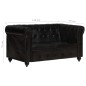 vidaXL Sofá Chesterfield de 2 plazas cuero auténtico negro vidaXL Sofá Chesterfield de 2 plazas cuero auténtico negro