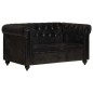 vidaXL Sofá Chesterfield de 2 plazas cuero auténtico negro vidaXL Sofá Chesterfield de 2 plazas cuero auténtico negro