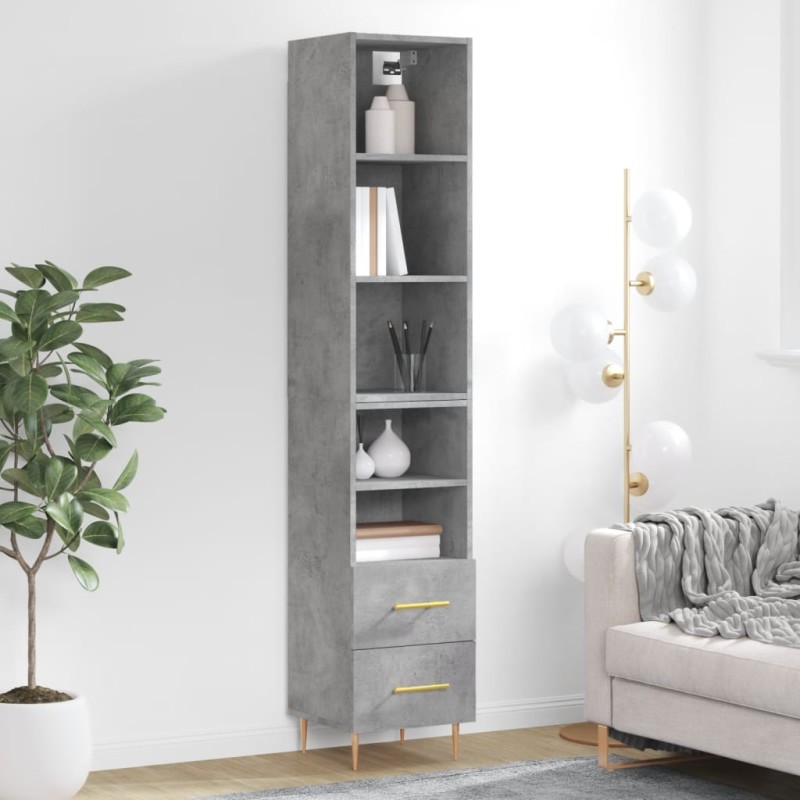 vidaXL Aparador de madera contrachapada gris hormigón 34,5x34x180 cm vidaXL Aparador de madera contrachapada gris hormigón 34,5x34x180 cm