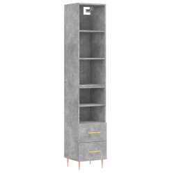 vidaXL Aparador de madera contrachapada gris hormigón 34,5x34x180 cm