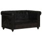 vidaXL Sofá Chesterfield de 2 plazas cuero auténtico negro vidaXL Sofá Chesterfield de 2 plazas cuero auténtico negro
