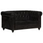 vidaXL Sofá Chesterfield de 2 plazas cuero auténtico negro vidaXL Sofá Chesterfield de 2 plazas cuero auténtico negro