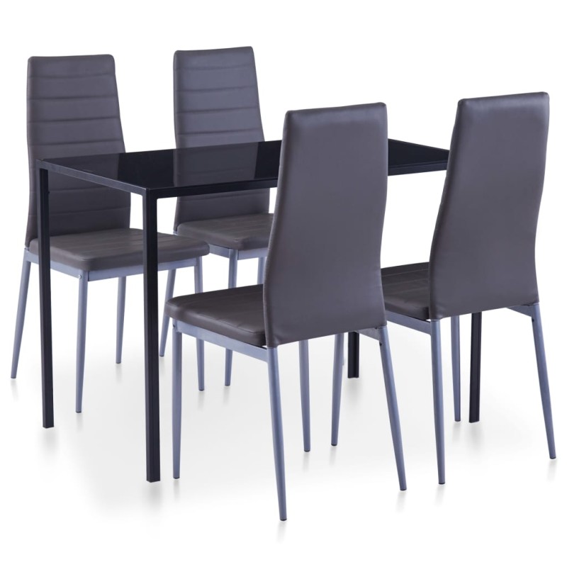 vidaXL Conjunto de mesa y sillas de comedor 5 piezas gris vidaXL Conjunto de mesa y sillas de comedor 5 piezas gris