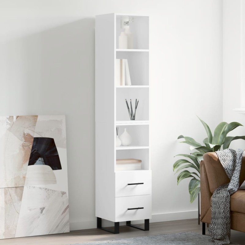 vidaXL Aparador alto madera contrachapada blanco brillo 34,5x34x180 cm vidaXL Aparador alto madera contrachapada blanco brillo 34,5x34x180 cm