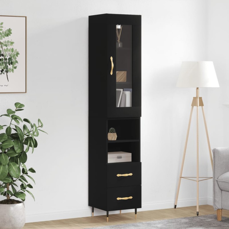 vidaXL Aparador de madera contrachapada negro 34,5x34x180 cm vidaXL Aparador de madera contrachapada negro 34,5x34x180 cm