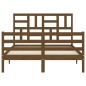 vidaXL Estructura de cama matrimonio con cabecero madera marrón miel vidaXL Estructura de cama matrimonio con cabecero madera marrón miel