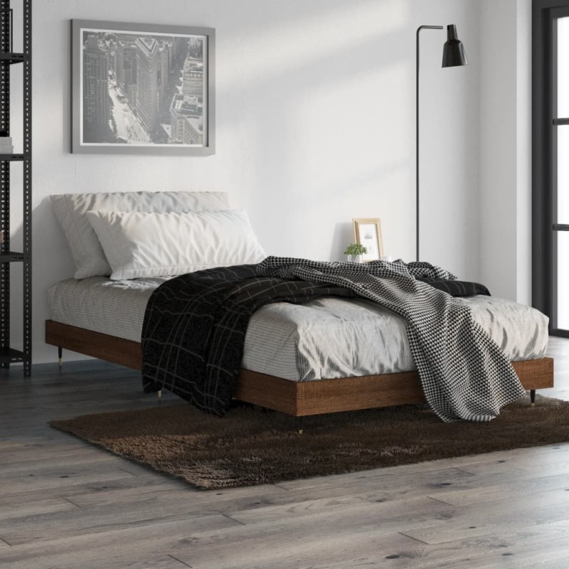 vidaXL Estructura de cama madera contrachapada roble marrón 90x200 cm