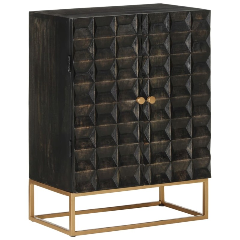 vidaXL Aparador de hierro y madera maciza de mango negro 55x34x75 cm vidaXL Aparador de hierro y madera maciza de mango negro 55x34x75 cm