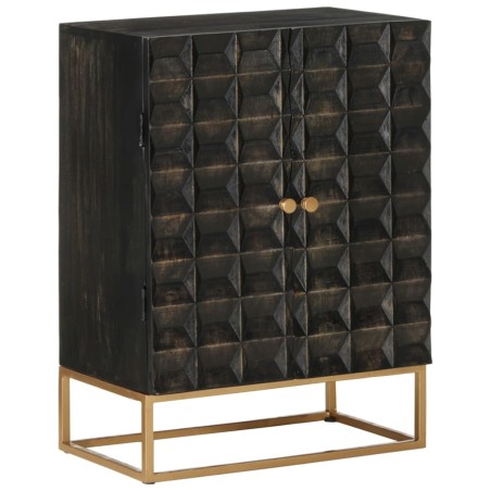 vidaXL Aparador de hierro y madera maciza de mango negro 55x34x75 cm