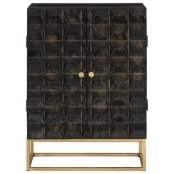 vidaXL Aparador de hierro y madera maciza de mango negro 55x34x75 cm