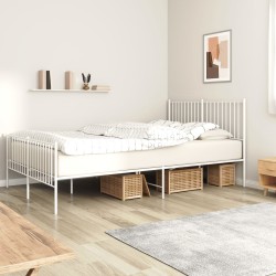 vidaXL Estructura cama metal con cabecero y estribo blanco 150x200 cm