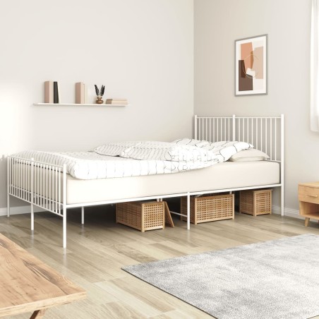 vidaXL Estructura cama metal con cabecero y estribo blanco 150x200 cm
