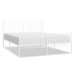 vidaXL Estructura cama metal con cabecero y estribo blanco 150x200 cm