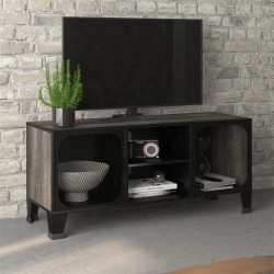vidaXL Mueble de TV metal y MDF gris 105x36x47 cm