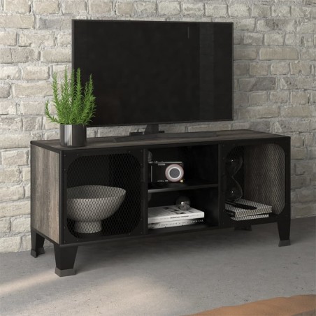 vidaXL Mueble de TV metal y MDF gris 105x36x47 cm