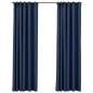 vidaXL Cortinas opacas con ganchos look de lino 2 pzas azul 140x225 cm vidaXL Cortinas opacas con ganchos look de lino 2 pzas azul 140x225 cm