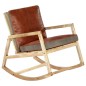 vidaXL Silla mecedora de cuero auténtico y madera mango maciza marrón vidaXL Silla mecedora de cuero auténtico y madera mango maciza marrón