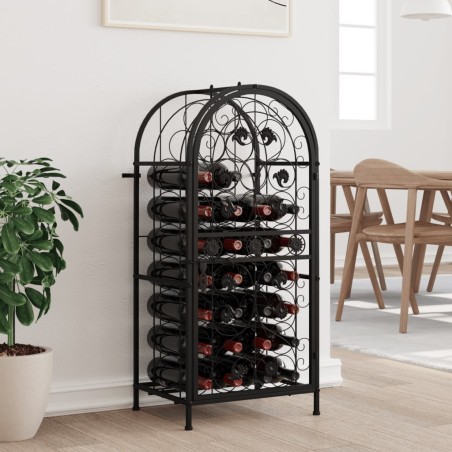 vidaXL Botellero para 33 botellas hierro forjado negro 45x36x100 cm