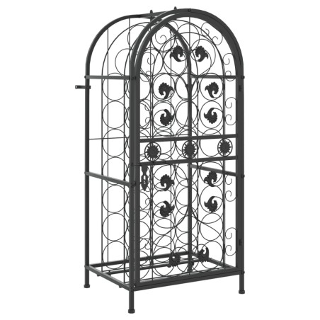 vidaXL Botellero para 33 botellas hierro forjado negro 45x36x100 cm