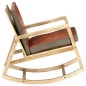 vidaXL Silla mecedora de cuero auténtico y madera mango maciza marrón vidaXL Silla mecedora de cuero auténtico y madera mango maciza marrón