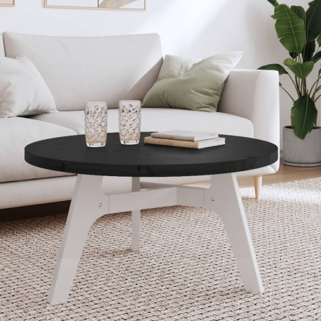 vidaXL Tablero de mesa redondo madera maciza de pino negro Ø80x3 cm