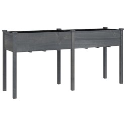 vidaXL Jardinera con forro madera maciza de abeto gris 161x45x76 cm