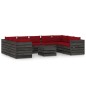 vidaXL Muebles de jardín 10 piezas con cojines madera impregnada gris vidaXL Muebles de jardín 10 piezas con cojines madera impregnada gris