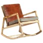 vidaXL Silla mecedora de cuero auténtico y madera mango maciza marrón vidaXL Silla mecedora de cuero auténtico y madera mango maciza marrón