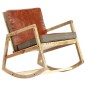 vidaXL Silla mecedora de cuero auténtico y madera mango maciza marrón vidaXL Silla mecedora de cuero auténtico y madera mango maciza marrón