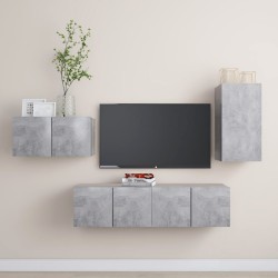 vidaXL Juego de muebles de salón 4 piezas gris hormigón