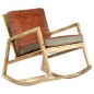 vidaXL Silla mecedora de cuero auténtico y madera mango maciza marrón vidaXL Silla mecedora de cuero auténtico y madera mango maciza marrón