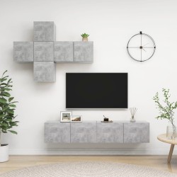 vidaXL Set de muebles de salón 7 pzas madera ingeniería gris hormigón